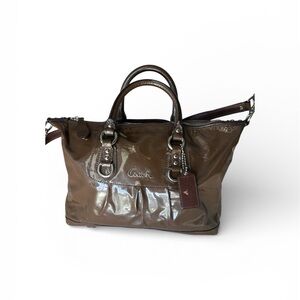 Coach Brown Patent Leather Satchel Shoulder Bag Purse